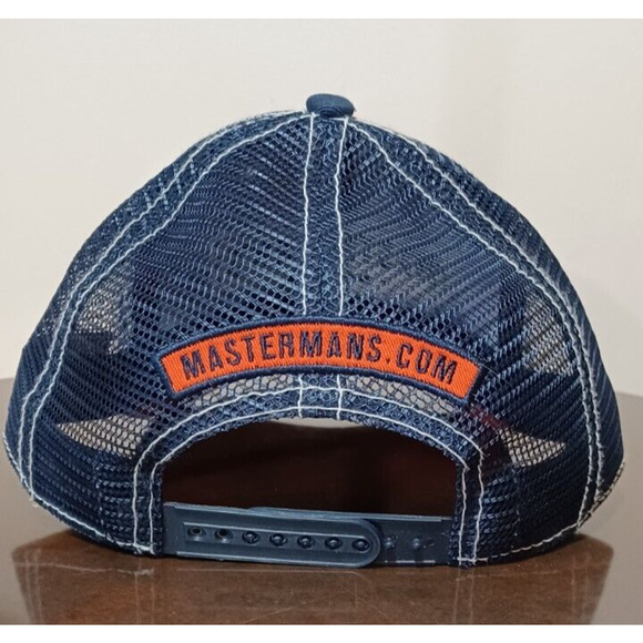 Masterman's USA Snap Back Hat Mesh Back Baseball Cap Fishing Blue Orange - Picture 2 of 5